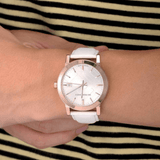 Buy Shop Burberry The City Diamonds White Dial White Leather Strap Watch for Women - BU9130 USA Online
