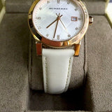 Buy Shop Burberry The City Diamonds White Dial White Leather Strap Watch for Women - BU9130 USA Online