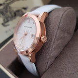 Buy Shop Burberry The City Diamonds White Dial White Leather Strap Watch for Women - BU9130 USA Online