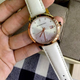 Buy Shop Burberry The City Diamonds White Dial White Leather Strap Watch for Women - BU9130 USA Online