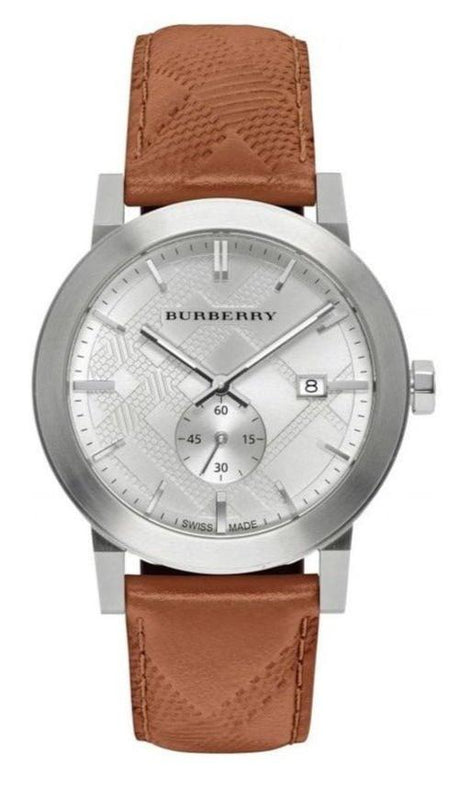 Buy Shop Burberry The City Silver Dial Brown Leather Strap Watch for Men - BU9904 USA Online