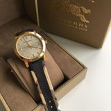 Buy Shop Burberry The City Gold Dial Black Leather Strap Watch for Men - BU9032 USA Online