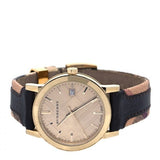 Buy Shop Burberry The City Gold Dial Black Leather Strap Watch for Men - BU9032 USA Online