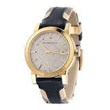 Buy Shop Burberry The City Gold Dial Black Leather Strap Watch for Men - BU9032 USA Online