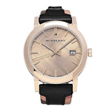 Buy Shop Burberry The City Gold Dial Black Leather Strap Watch for Men - BU9032 USA Online
