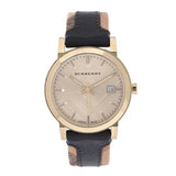 Buy Shop Burberry The City Gold Dial Black Leather Strap Watch for Men - BU9032 USA Online