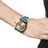 Buy Shop Burberry The City Gold Dial Blue Leather Strap Watch for Women - BU9018 USA Online