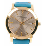 Buy Shop Burberry The City Gold Dial Blue Leather Strap Watch for Women - BU9018 USA Online