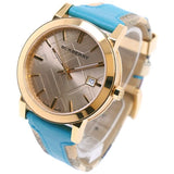 Buy Shop Burberry The City Gold Dial Blue Leather Strap Watch for Women - BU9018 USA Online