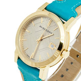 Buy Shop Burberry The City Gold Dial Blue Leather Strap Watch for Women - BU9018 USA Online