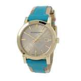 Buy Shop Burberry The City Gold Dial Blue Leather Strap Watch for Women - BU9018 USA Online