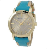 Buy Shop Burberry The City Gold Dial Blue Leather Strap Watch for Women - BU9018 USA Online