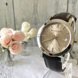 Buy Shop Burberry The City Gold Dial Brown Leather Strap Watch for Men - BU9011 USA Online