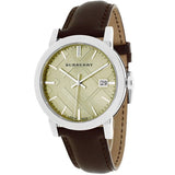 Buy Shop Burberry The City Gold Dial Brown Leather Strap Watch for Men - BU9011 USA Online