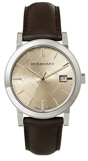 Buy Shop Burberry The City Gold Dial Brown Leather Strap Watch for Men - BU9011 USA Online