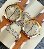 Buy Shop Burberry The City Gold Dial Brown Leather Strap Watch for Women - BU9133 USA Online