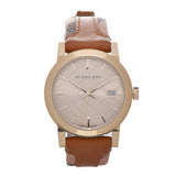 Buy Shop Burberry The City Gold Dial Brown Leather Strap Watch for Women - BU9133 USA Online