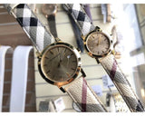 Buy Shop Burberry The City Gold Dial Haymarket Brown Leather Strap Watch for Women - BU9026 USA Online