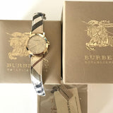 Buy Shop Burberry The City Gold Dial Haymarket Brown Leather Strap Watch for Women - BU9026 USA Online