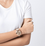 Buy Shop Burberry The City Gold Dial Haymarket Brown Leather Strap Watch for Women - BU9026 USA Online