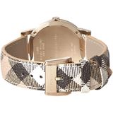 Buy Shop Burberry The City Gold Dial Haymarket Brown Leather Strap Watch for Women - BU9026 USA Online