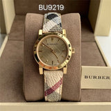 Buy Shop Burberry The City Gold Dial Haymarket Brown Leather Strap Watch for Women - BU9219 USA Online
