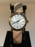 Buy Shop Burberry The City Gold Dial Haymarket Brown Leather Strap Watch for Women - BU9219 USA Online