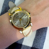 Buy Shop Burberry The City Gold Dial Haymarket Brown Leather Strap Watch for Women - BU9219 USA Online