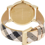 Buy Shop Burberry The City Gold Dial Haymarket Brown Leather Strap Watch for Women - BU9219 USA Online