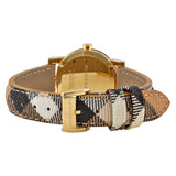 Buy Shop Burberry The City Gold Dial Haymarket Brown Leather Strap Watch for Women - BU9219 USA Online