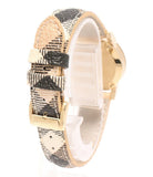 Buy Shop Burberry The City Gold Dial Haymarket Brown Leather Strap Watch for Women - BU9219 USA Online