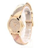 Buy Shop Burberry The City Gold Dial Haymarket Brown Leather Strap Watch for Women - BU9219 USA Online