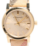 Buy Shop Burberry The City Gold Dial Haymarket Brown Leather Strap Watch for Women - BU9219 USA Online