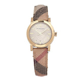 Buy Shop Burberry The City Gold Dial Haymarket Brown Leather Strap Watch for Women - BU9219 USA Online