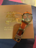 Buy Shop Burberry The City Gold Dial Orange Leather Strap Watch for Women - BU9016 USA Online