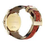 Buy Shop Burberry The City Gold Dial Orange Leather Strap Watch for Women - BU9016 USA Online