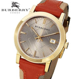 Buy Shop Burberry The City Gold Dial Orange Leather Strap Watch for Women - BU9016 USA Online