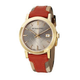 Buy Shop Burberry The City Gold Dial Orange Leather Strap Watch for Women - BU9016 USA Online