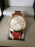 Buy Shop Burberry The City Gold Dial Orange Leather Strap Watch for Women - BU9017 USA Online