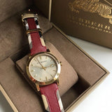 Buy Shop Burberry The City Gold Dial Orange Leather Strap Watch for Women - BU9017 USA Online