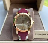 Buy Shop Burberry The City Gold Dial Orange Leather Strap Watch for Women - BU9017 USA Online