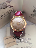 Buy Shop Burberry The City Gold Dial Orange Leather Strap Watch for Women - BU9017 USA Online