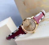 Buy Shop Burberry The City Gold Dial Orange Leather Strap Watch for Women - BU9017 USA Online