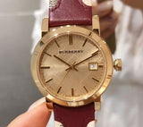 Buy Shop Burberry The City Gold Dial Orange Leather Strap Watch for Women - BU9017 USA Online