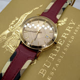 Buy Shop Burberry The City Gold Dial Orange Leather Strap Watch for Women - BU9017 USA Online