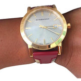 Buy Shop Burberry The City Gold Dial Orange Leather Strap Watch for Women - BU9017 USA Online