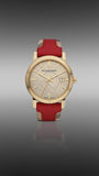 Buy Shop Burberry The City Gold Dial Orange Leather Strap Watch for Women - BU9017 USA Online