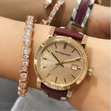 Buy Shop Burberry The City Gold Dial Orange Leather Strap Watch for Women - BU9017 USA Online