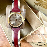 Buy Shop Burberry The City Gold Dial Orange Leather Strap Watch for Women - BU9017 USA Online