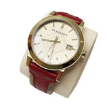 Buy Shop Burberry The City Gold Dial Orange Leather Strap Watch for Women - BU9017 USA Online